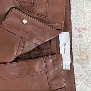 Bershka Women’s Brown faux leather Pants